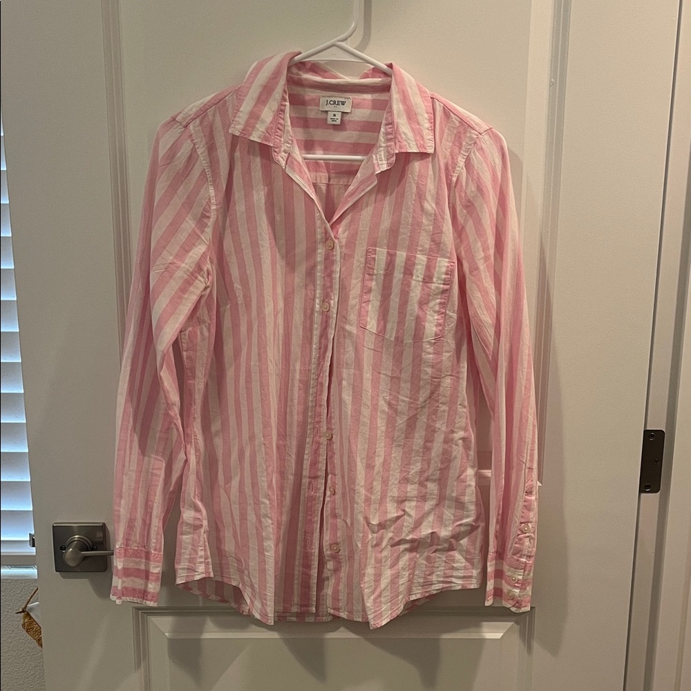 J. Crew Pink and White Striped Shirt